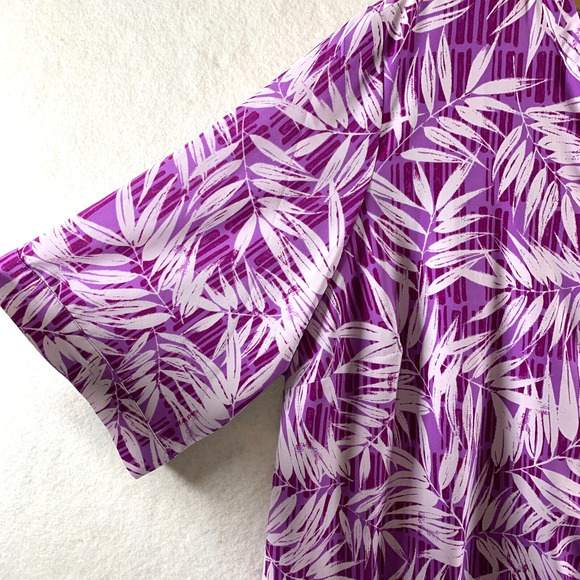 Catherines Womens Button Up Tunic Blouse‎ Sz 2X Purple Tropical Beachy Travel - Picture 5 of 13